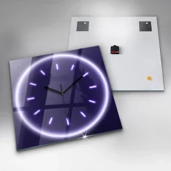 Horloge murale Wallfluent 60x60 cm Aiguilles noires Traits néon 1 pcs