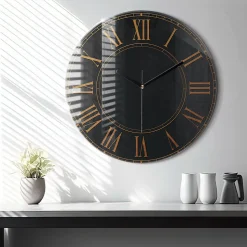 Horloge murale Wallfluent fi60 cm Aiguilles noires Chiffres romains anciens 1 pcs
