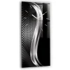 Horloge murale Wallfluent 30x60 cm Aiguilles blanches Abstraction métallique noire 1 pcs