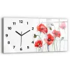 Horloge murale Wallfluent 60x30 cm Avec chiffres Aiguilles noires Coquelicots rouges peints 1 pcs