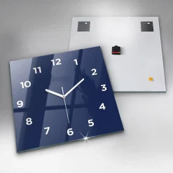 Horloge murale Wallfluent 60x60 cm Avec chiffres Aiguilles blanches Bleu marine 1 pcs