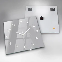 Horloge murale Wallfluent 60x60 cm Avec chiffres Aiguilles blanches Gris clair 1 pcs