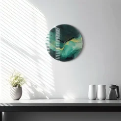 Horloge murale Wallfluent fi30 cm Aiguilles noires Marbre vert 1 pcs