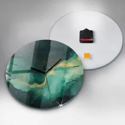 Horloge murale Wallfluent fi30 cm Aiguilles noires Marbre vert 1 pcs