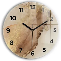Horloge murale Wallfluent fi30 cm Avec chiffres Aiguilles noires Art moderne beige 1 pcs