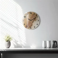 Horloge murale Wallfluent fi30 cm Avec chiffres Aiguilles noires Art moderne beige 1 pcs