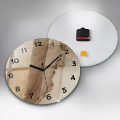 Horloge murale Wallfluent fi30 cm Avec chiffres Aiguilles noires Art moderne beige 1 pcs