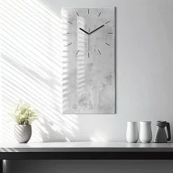 Horloge murale Wallfluent 30x60 cm Aiguilles noires Mur en béton 1 pcs