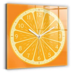 Horloge murale Wallfluent 30x30 cm Aiguilles blanches Orange juteuse 1 pcs