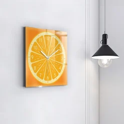 Horloge murale Wallfluent 30x30 cm Aiguilles blanches Orange juteuse 1 pcs