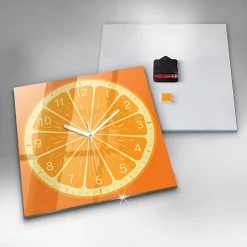 Horloge murale Wallfluent 30x30 cm Aiguilles blanches Orange juteuse 1 pcs