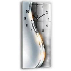 Horloge murale Wallfluent 30x60 cm Avec chiffres Aiguilles noires Abstraction métallique 1 pcs