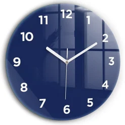 Horloge murale Wallfluent fi60 cm Avec chiffres Aiguilles blanches Bleu marine 1 pcs