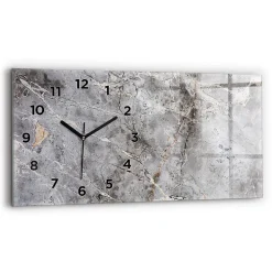 Horloge murale Wallfluent 60x30 cm Avec chiffres Aiguilles noires Granit gris marbré 1 pcs