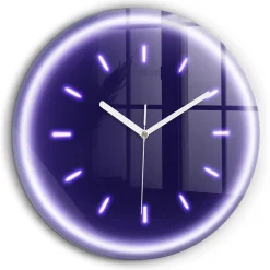 Horloge murale Wallfluent fi60 cm Aiguilles blanches Traits néon 1 pcs