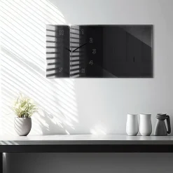 Horloge murale Wallfluent 60x30 cm Avec chiffres Aiguilles noires Noir 1 pcs