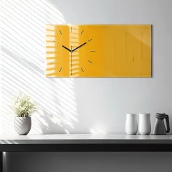 Horloge murale Wallfluent 60x30 cm Aiguilles noires Jaune doré 1 pcs