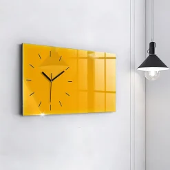 Horloge murale Wallfluent 60x30 cm Aiguilles noires Jaune doré 1 pcs