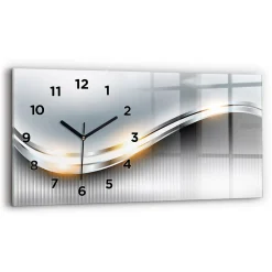 Horloge murale Wallfluent 60x30 cm Avec chiffres Aiguilles noires Abstraction métallique 1 pcs