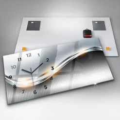 Horloge murale Wallfluent 60x30 cm Avec chiffres Aiguilles noires Abstraction métallique 1 pcs