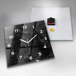 Horloge murale Wallfluent 30x30 cm Avec chiffres Aiguilles blanches Marbre foncé 1 pcs