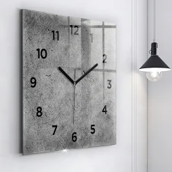Horloge murale Wallfluent 60x60 cm Avec chiffres Aiguilles noires Mur industriel 1 pcs