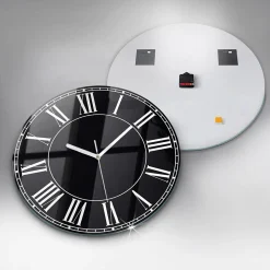 Horloge murale Wallfluent fi60 cm Aiguilles blanches Chiffres romains noirs 1 pcs