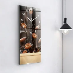Horloge murale Wallfluent 30x60 cm Avec chiffres Aiguilles blanches Café chaud 1 pcs