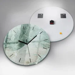 Horloge murale Wallfluent fi60 cm Aiguilles noires Marbre pierre texture 1 pcs