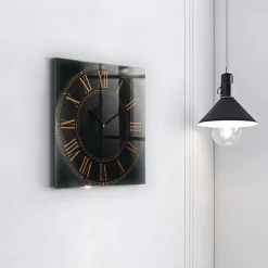 Horloge murale Wallfluent 30x30 cm Aiguilles noires Chiffres romains anciens 1 pcs
