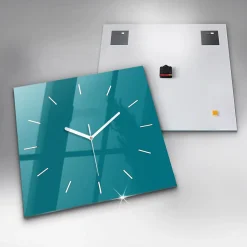 Horloge murale Wallfluent 60x60 cm Aiguilles blanches Bleu turquoise 1 pcs