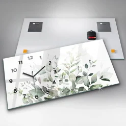 Horloge murale Wallfluent 60x30 cm Avec chiffres Aiguilles noires Feuillage 1 pcs