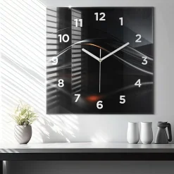 Horloge murale Wallfluent 60x60 cm Avec chiffres Aiguilles blanches Abstraction 1 pcs