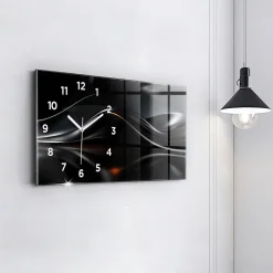 Horloge murale Wallfluent 60x30 cm Avec chiffres Aiguilles blanches Abstraction 1 pcs