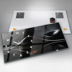 Horloge murale Wallfluent 60x30 cm Avec chiffres Aiguilles blanches Abstraction 1 pcs