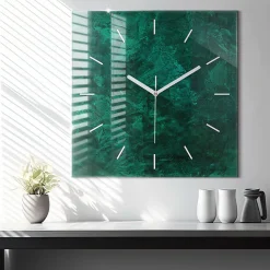 Horloge murale Wallfluent 60x60 cm Aiguilles blanches Mur émeraude 1 pcs