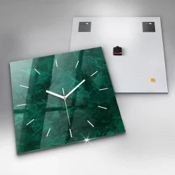 Horloge murale Wallfluent 60x60 cm Aiguilles blanches Mur émeraude 1 pcs