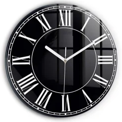 Horloge murale Wallfluent fi30 cm Aiguilles blanches Chiffres romains noirs 1 pcs