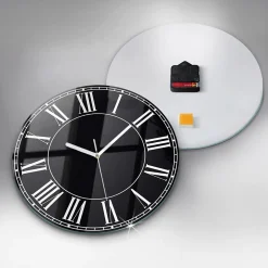 Horloge murale Wallfluent fi30 cm Aiguilles blanches Chiffres romains noirs 1 pcs