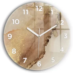 Horloge murale Wallfluent fi60 cm Avec chiffres Aiguilles blanches Art moderne beige 1 pcs