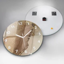 Horloge murale Wallfluent fi60 cm Avec chiffres Aiguilles blanches Art moderne beige 1 pcs