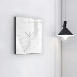Horloge murale Wallfluent 30x30 cm Aiguilles blanches Marbre ornemental 1 pcs