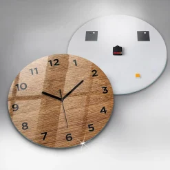 Horloge murale Wallfluent fi60 cm Avec chiffres Aiguilles noires Bois clair 1 pcs