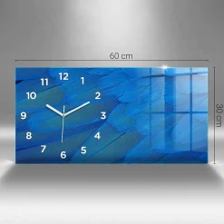Horloge murale Wallfluent 60x30 cm Avec chiffres Aiguilles blanches Abstraction noire 1 pcs