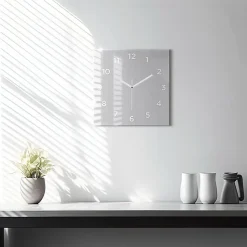 Horloge murale Wallfluent 30x30 cm Avec chiffres Aiguilles blanches Gris clair 1 pcs