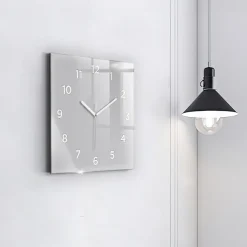 Horloge murale Wallfluent 30x30 cm Avec chiffres Aiguilles blanches Gris clair 1 pcs