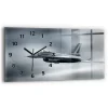 Horloge murale Wallfluent 60x30 cm Avec chiffres Aiguilles noires Avion militaire en vol 1 pcs