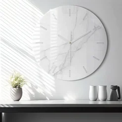 Horloge murale Wallfluent fi60 cm Aiguilles blanches Marbre ornemental 1 pcs