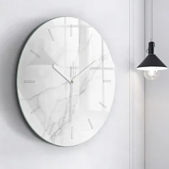 Horloge murale Wallfluent fi60 cm Aiguilles blanches Marbre ornemental 1 pcs