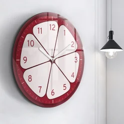 Horloge murale Wallfluent fi60 cm Aiguilles blanches Fruit coupé 1 pcs